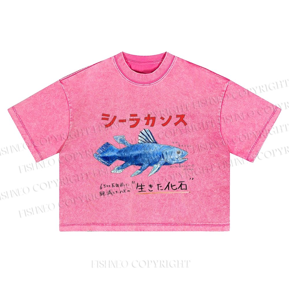 Fish Fossils Washed Cropped T-Shirt