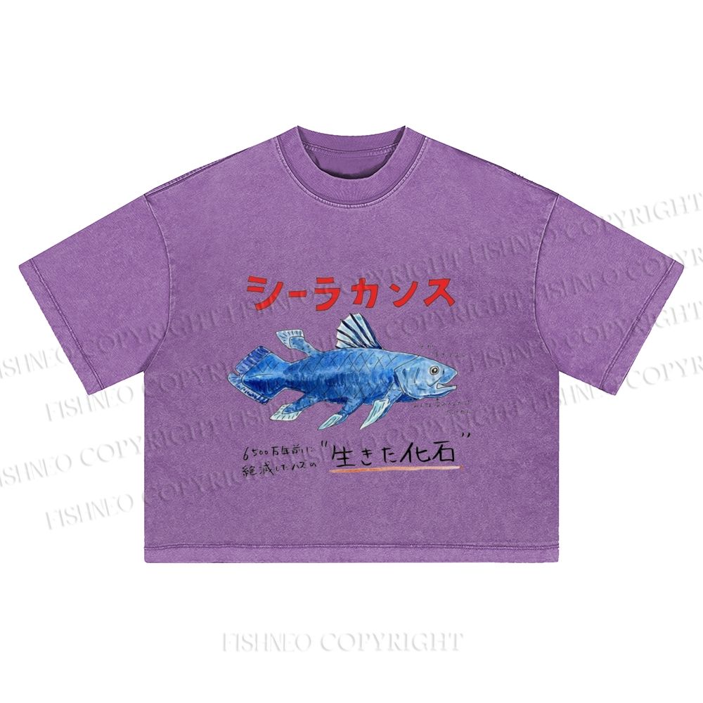 Fish Fossils Washed Cropped T-Shirt