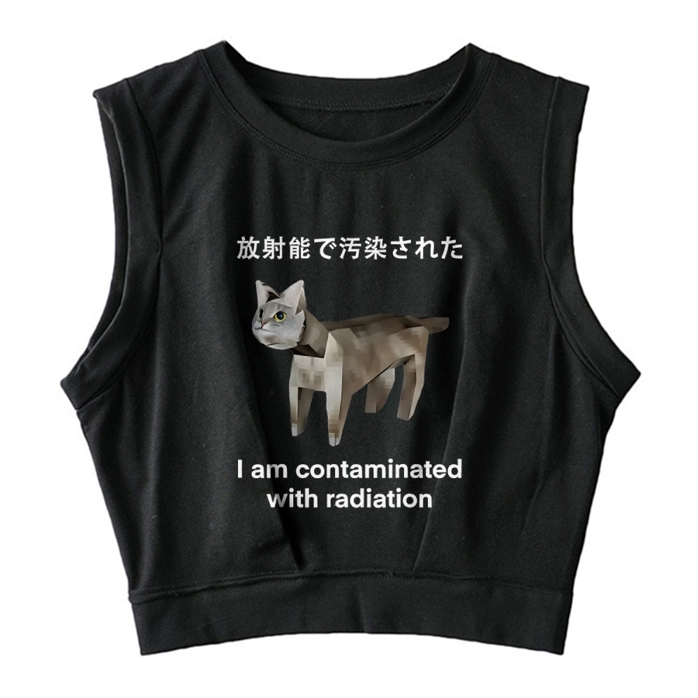 Cat Contaminated By Radiation Sleeveless Crop Top