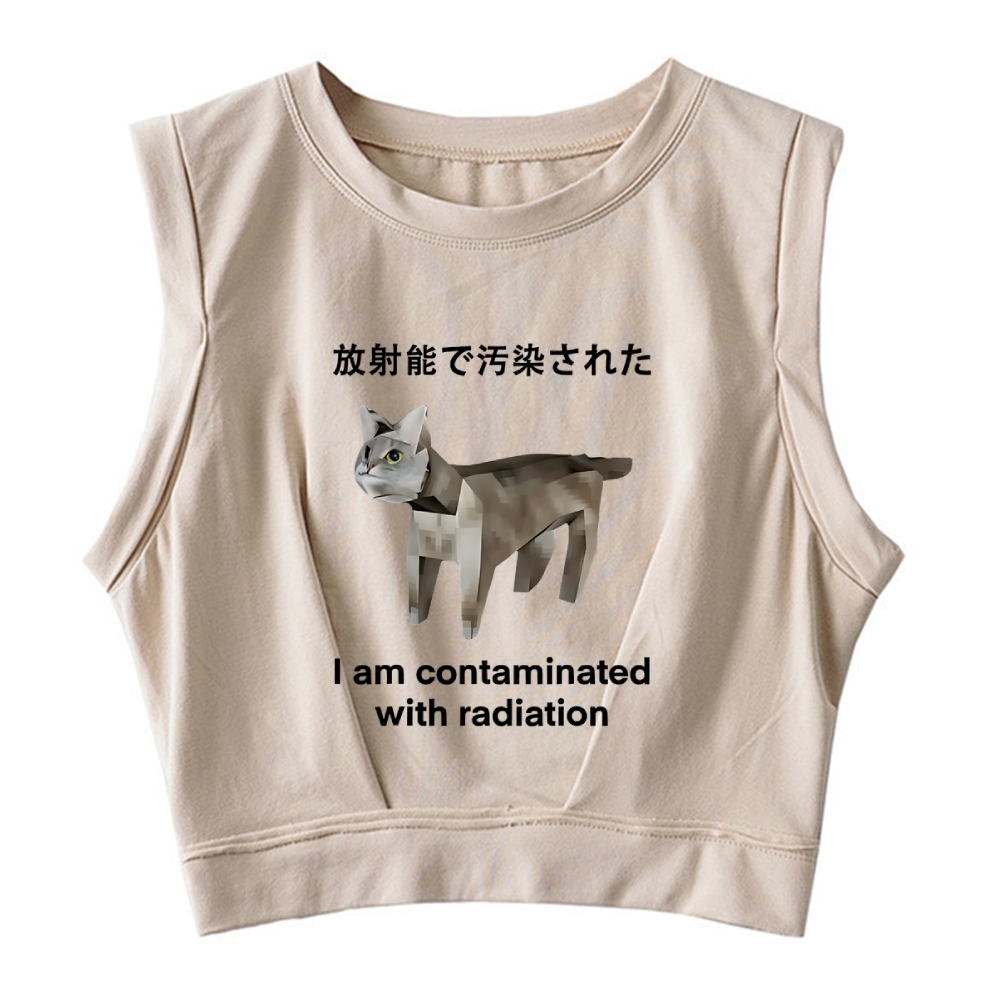 Cat Contaminated By Radiation Sleeveless Crop Top