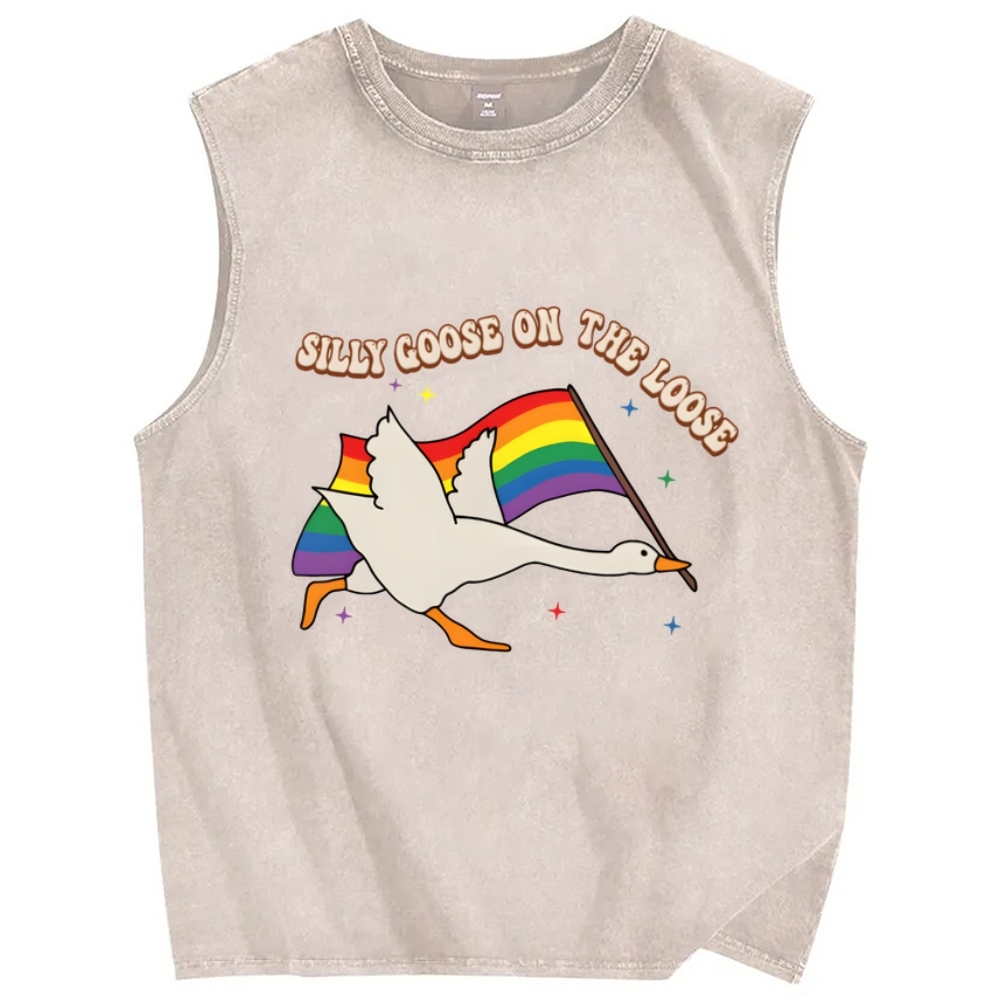 Pride Flag Goose Washed Tanks