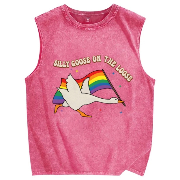 Pride Flag Goose Washed Tanks