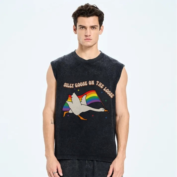 Pride Flag Goose Washed Tanks