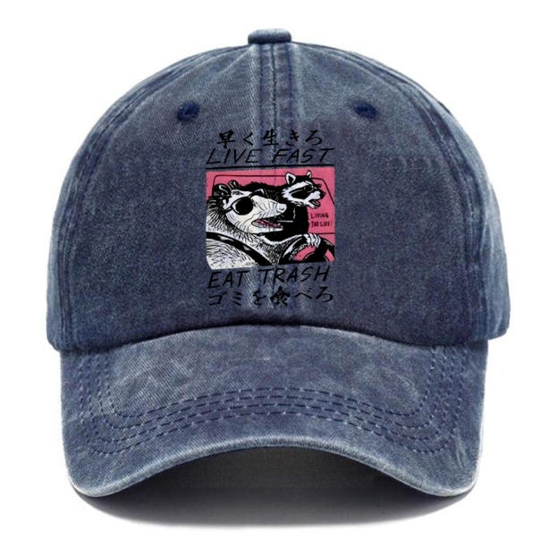 Live Fast Eat Trash Washed Cap