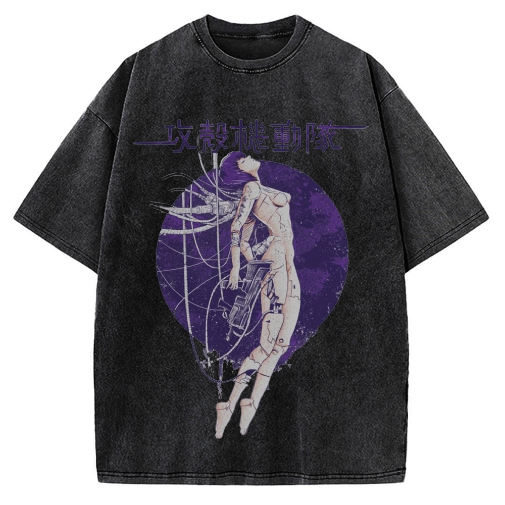 Robot Girl Ghost in the Shell Cyberpunk Vintage Washed T-shirt