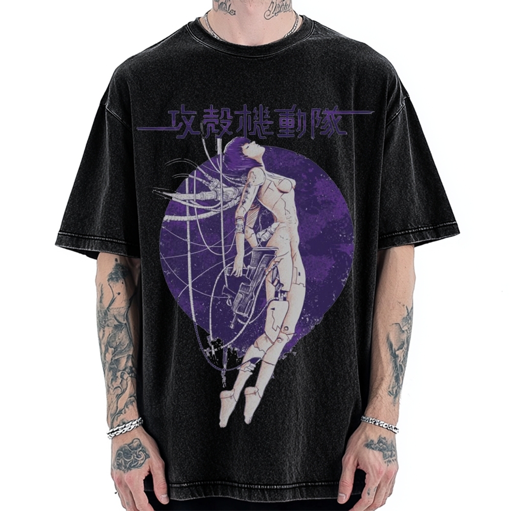 Robot Girl Ghost in the Shell Cyberpunk Vintage Washed T-shirt
