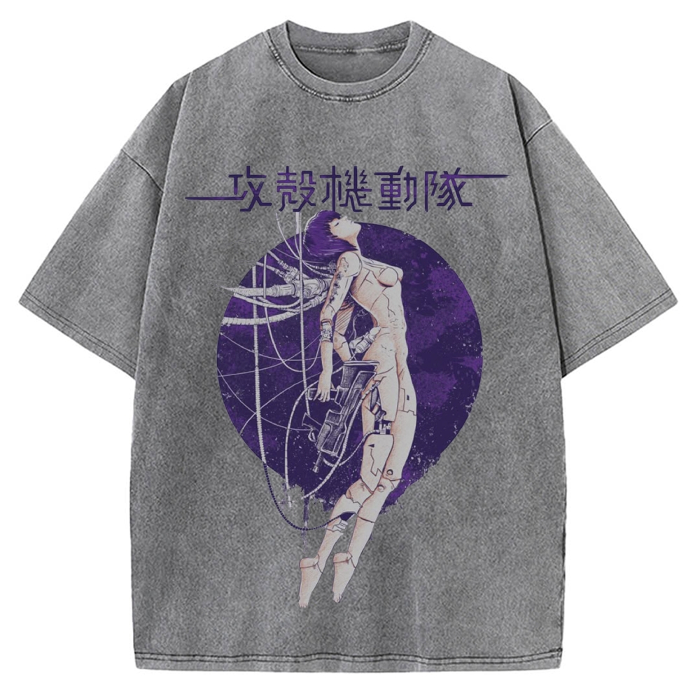 Robot Girl Ghost in the Shell Cyberpunk Vintage Washed T-shirt