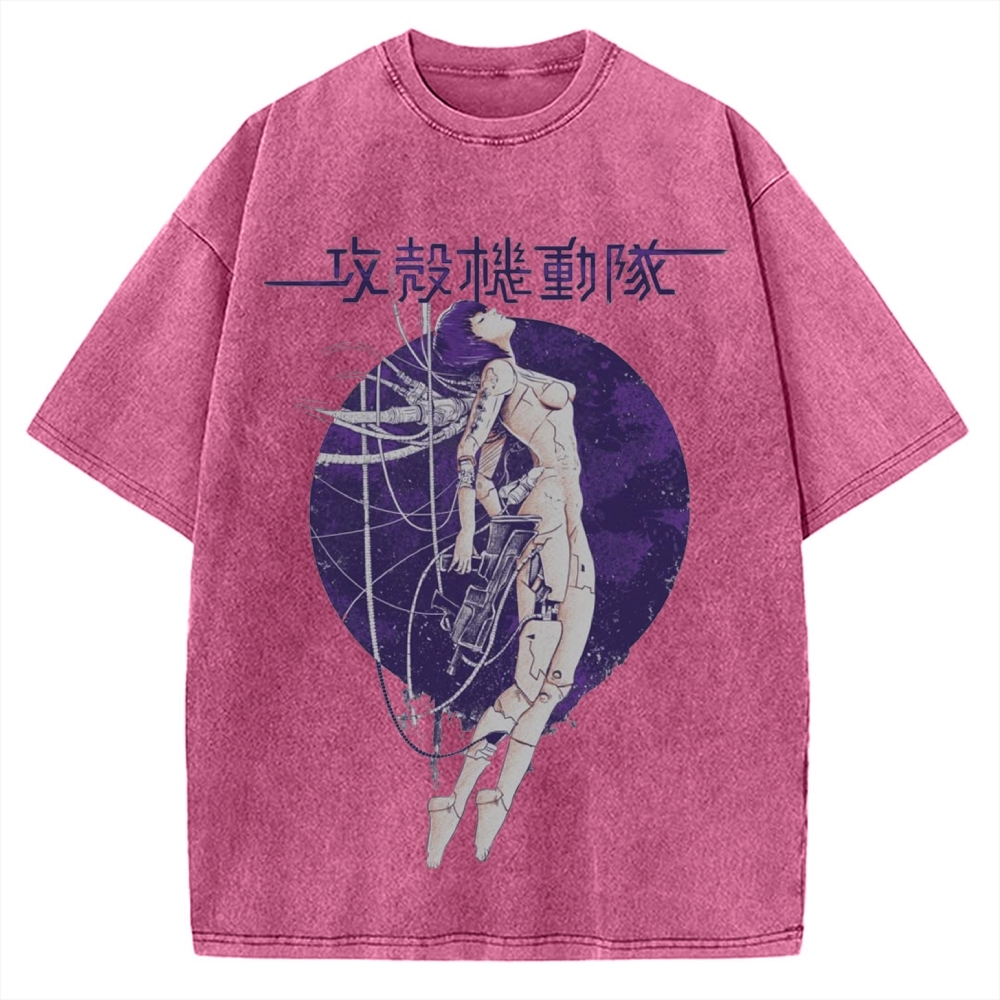 Robot Girl Ghost in the Shell Cyberpunk Vintage Washed T-shirt
