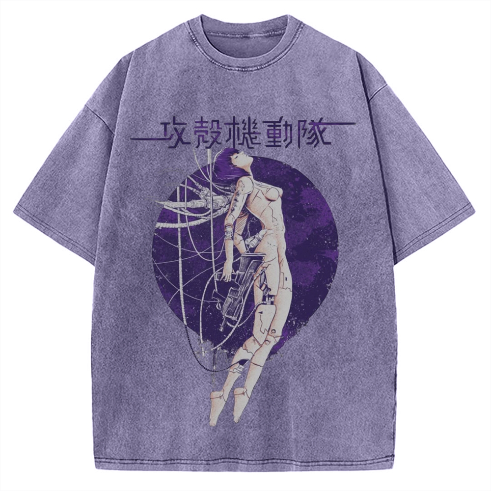 Robot Girl Ghost in the Shell Cyberpunk Vintage Washed T-shirt