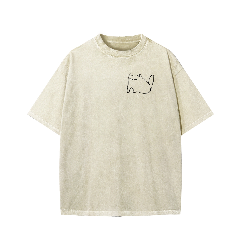 Unisex I need ibuprofen Cat Vintage Distressed Front And Back Printed Washed Tee