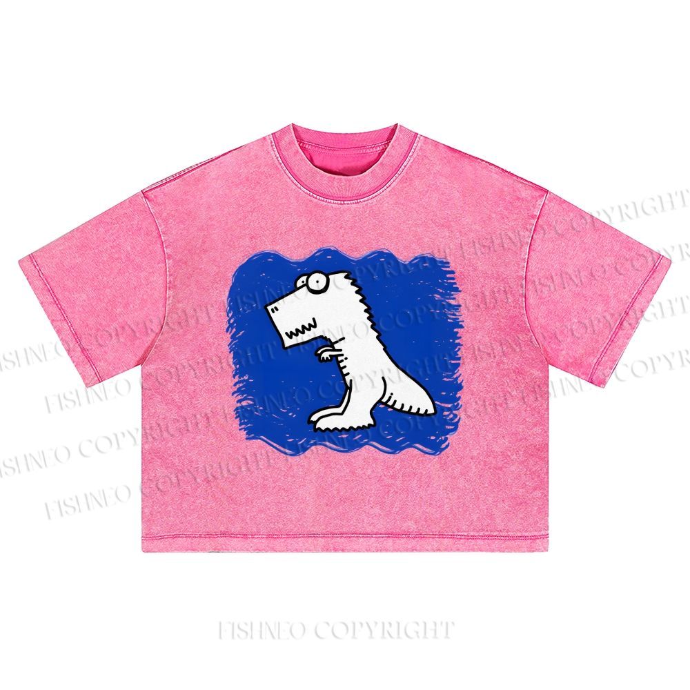 Wave Monster Printed Washed Cropped T-Shirt