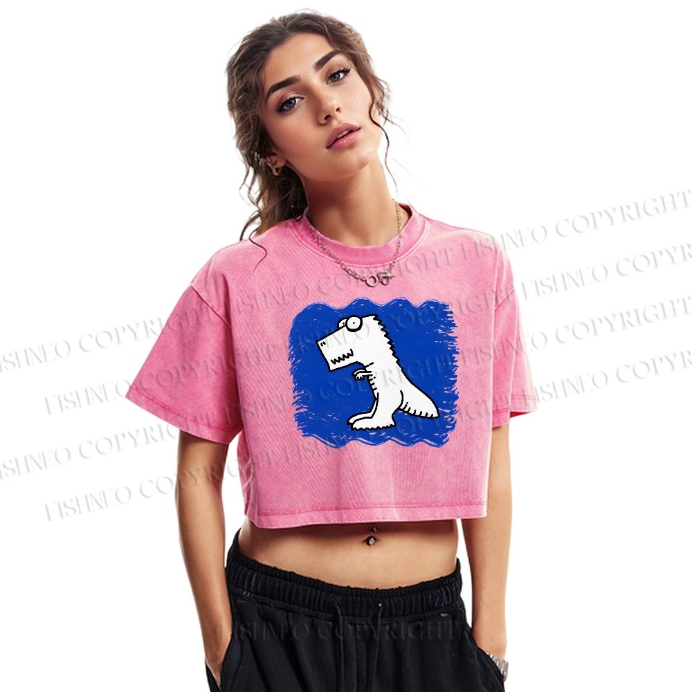 Wave Monster Printed Washed Cropped T-Shirt