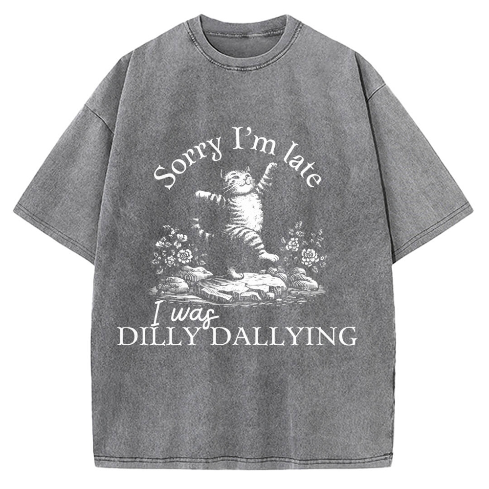 Sorry I'm Late I Was Dilly Dallying Vintage Washed T-shirt