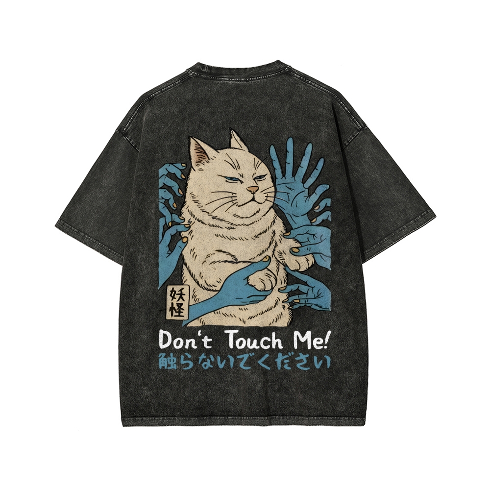 Unisex Dont Touch Me Yokai Ukiyo-E Japanese Front And Back Printed Washed Tee