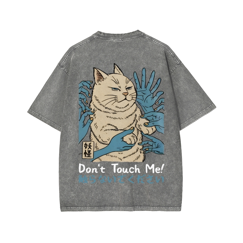 Unisex Dont Touch Me Yokai Ukiyo-E Japanese Front And Back Printed Washed Tee