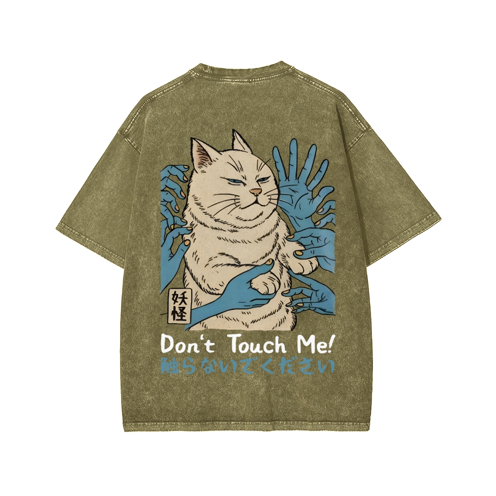 Unisex Dont Touch Me Yokai Ukiyo-E Japanese Front And Back Printed Washed Tee