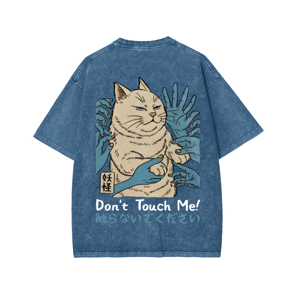 Unisex Dont Touch Me Yokai Ukiyo-E Japanese Front And Back Printed Washed Tee