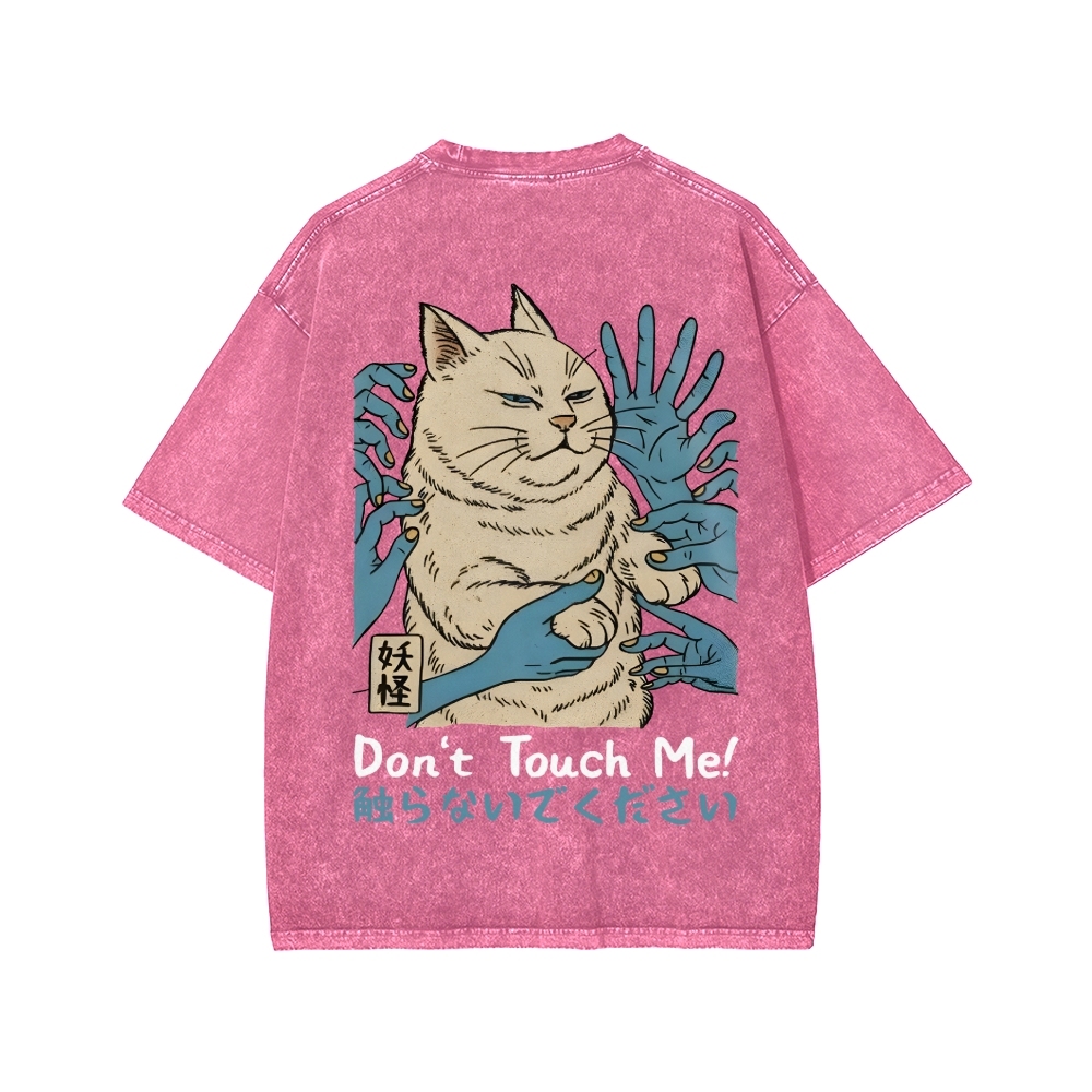 Unisex Dont Touch Me Yokai Ukiyo-E Japanese Front And Back Printed Washed Tee