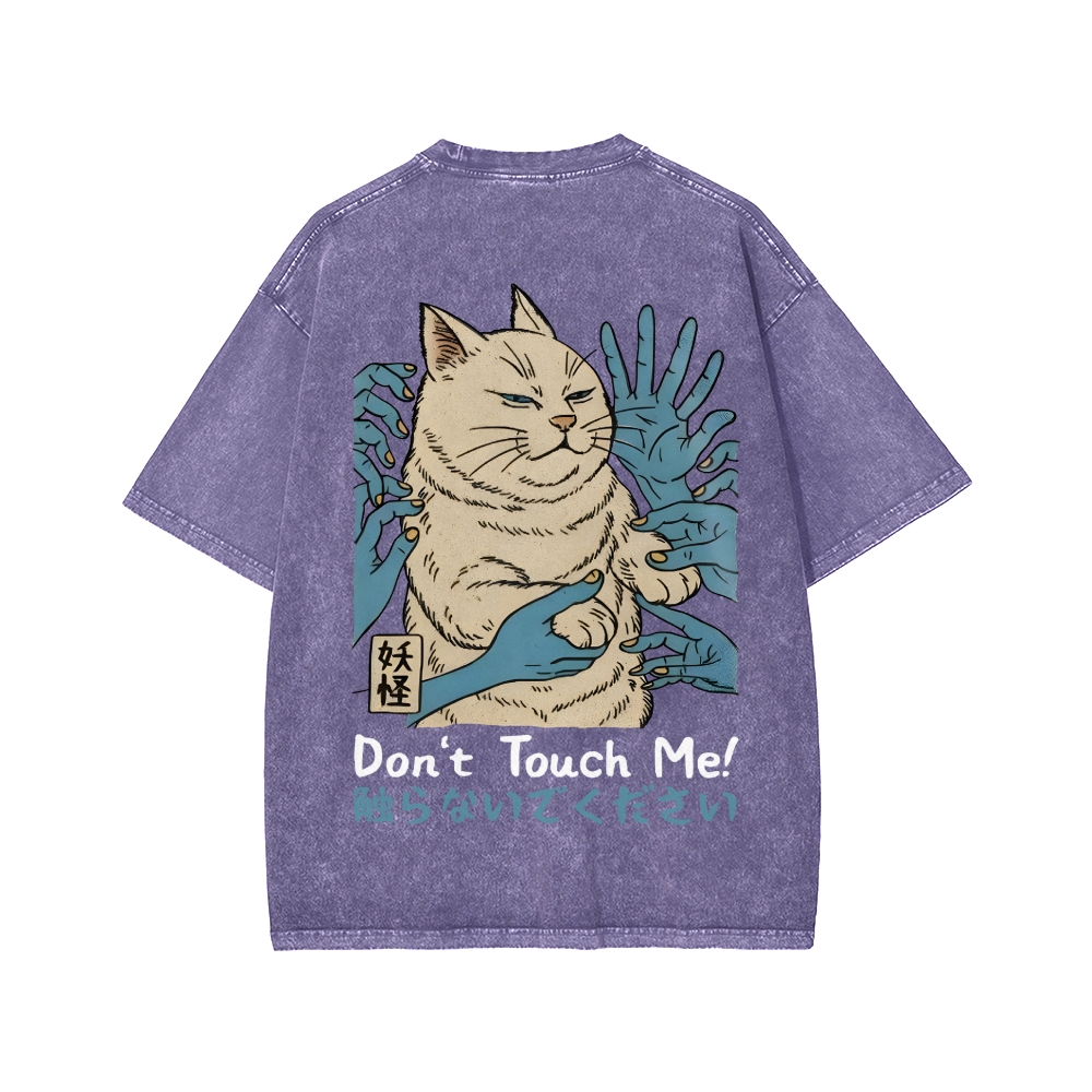 Unisex Dont Touch Me Yokai Ukiyo-E Japanese Front And Back Printed Washed Tee