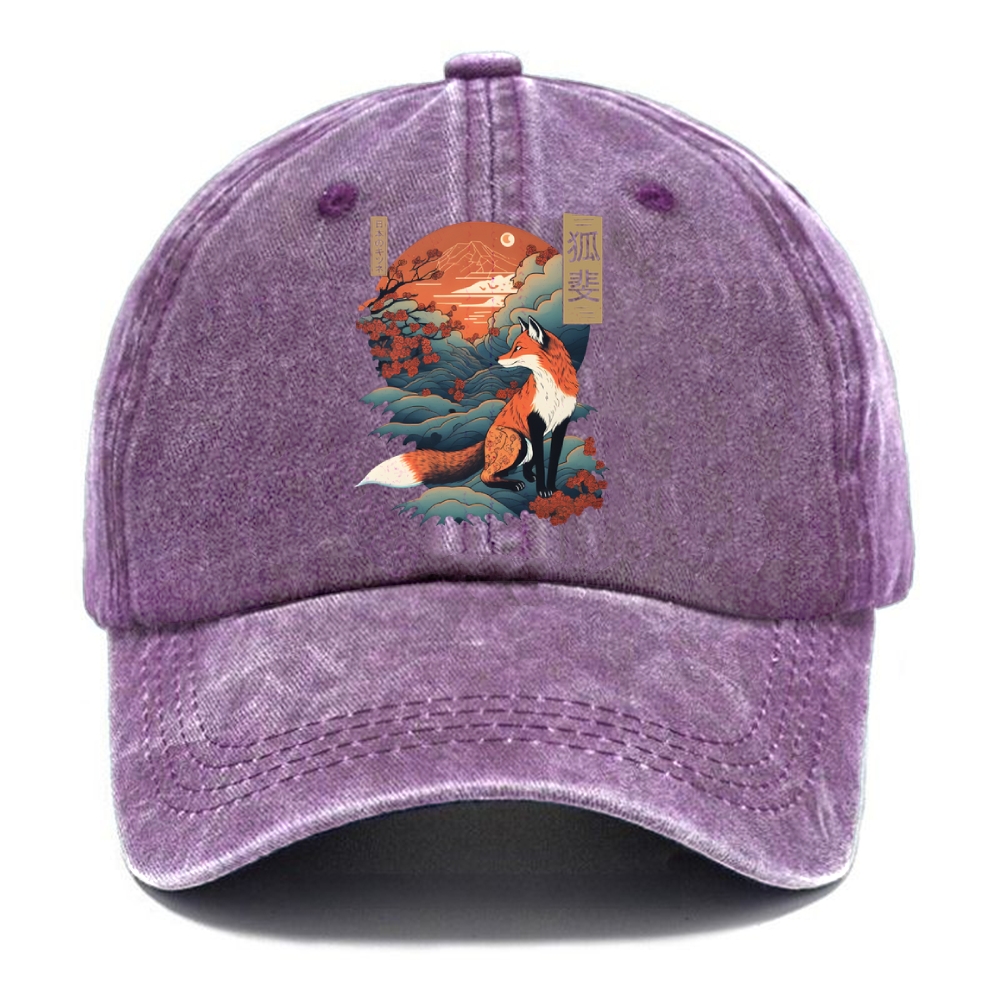  Japanese Kitsune Fox Sakura Washed Cap