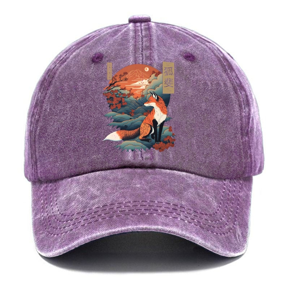  Japanese Kitsune Fox Sakura Washed Cap