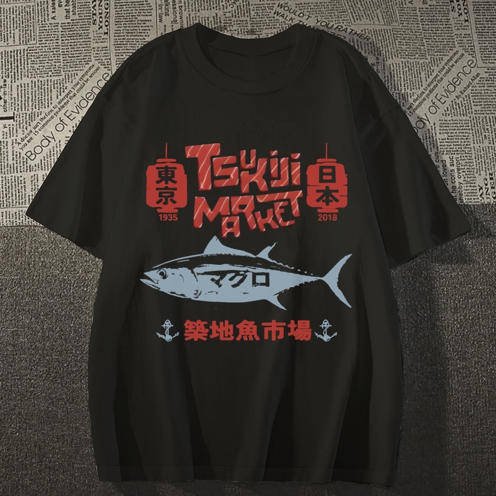 Tokyo Tsukiji Fish Market Cotton casual T-shirt
