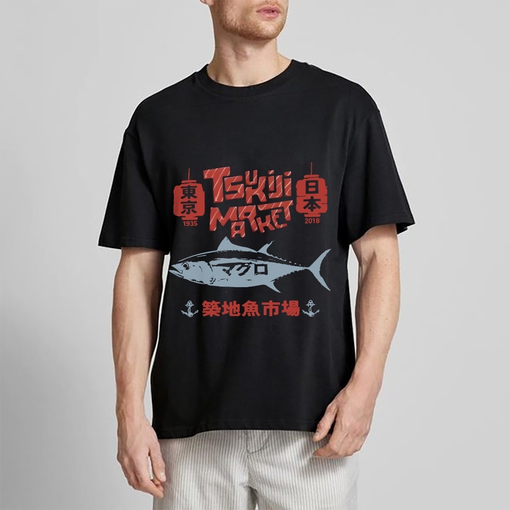 Tokyo Tsukiji Fish Market Cotton casual T-shirt