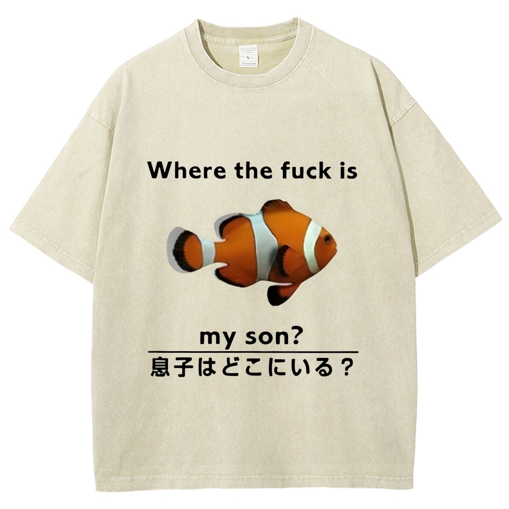 Fish Looking For Son Washed T-Shirt