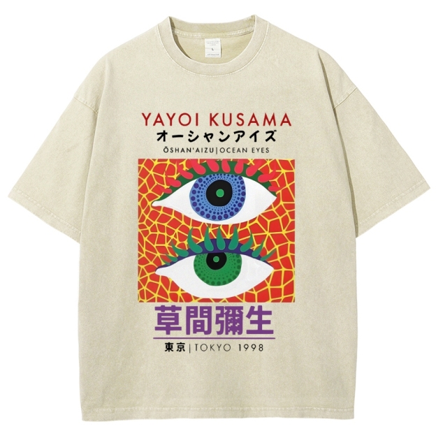 Yayoi Kusama Vintage Wash Japanese Design T-Shirt