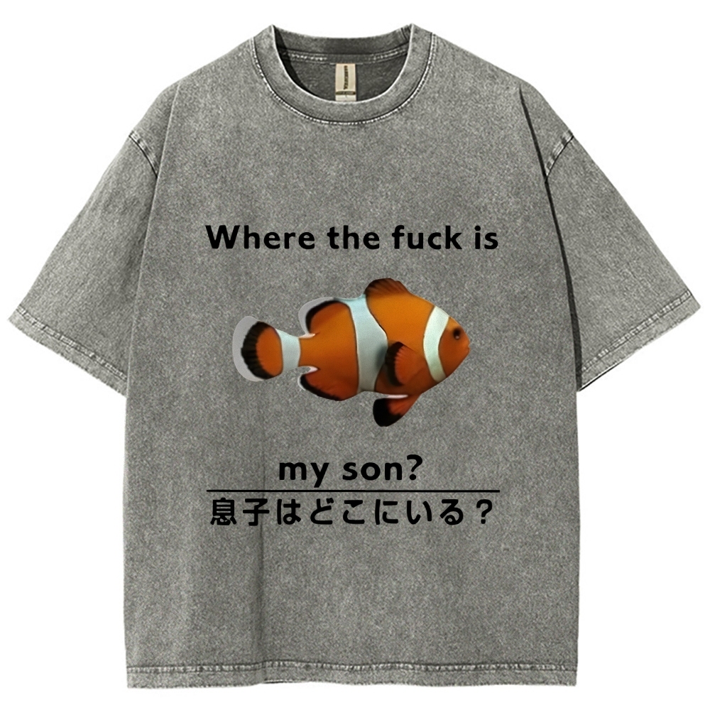 Fish Looking For Son Washed T-Shirt