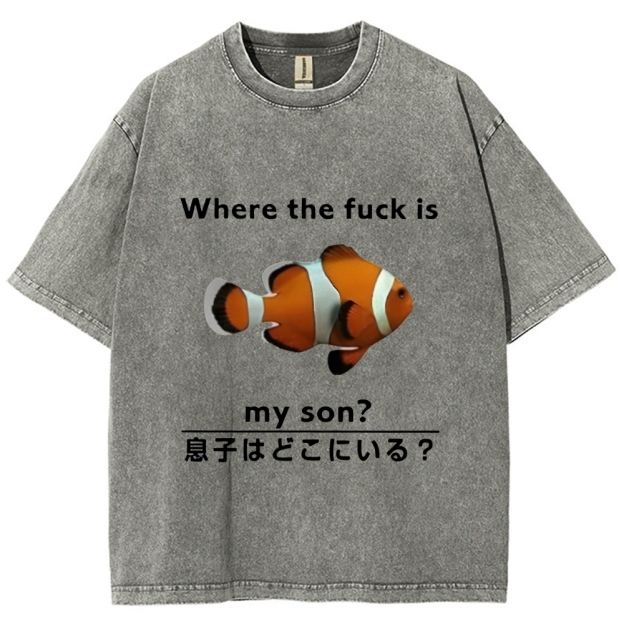 Fish Looking For Son Washed T-Shirt