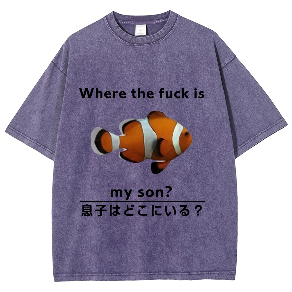 Fish Looking For Son Washed T-Shirt