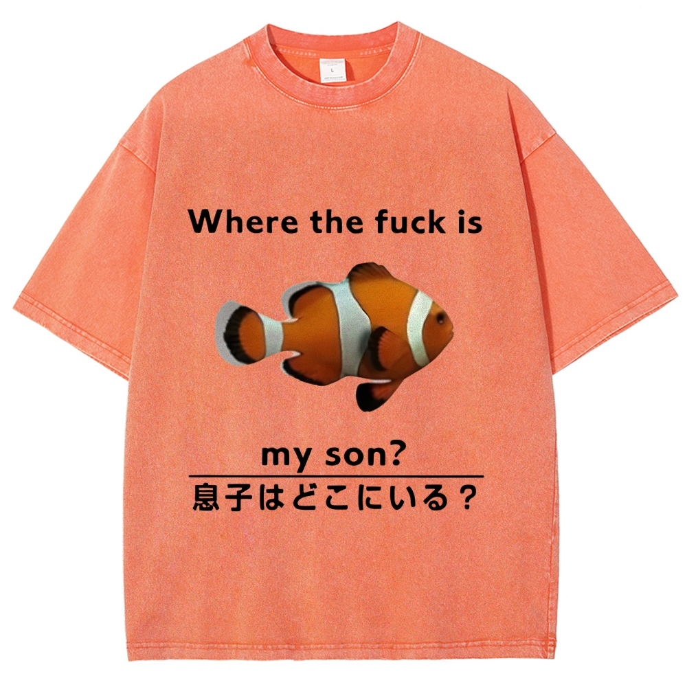 Fish Looking For Son Washed T-Shirt