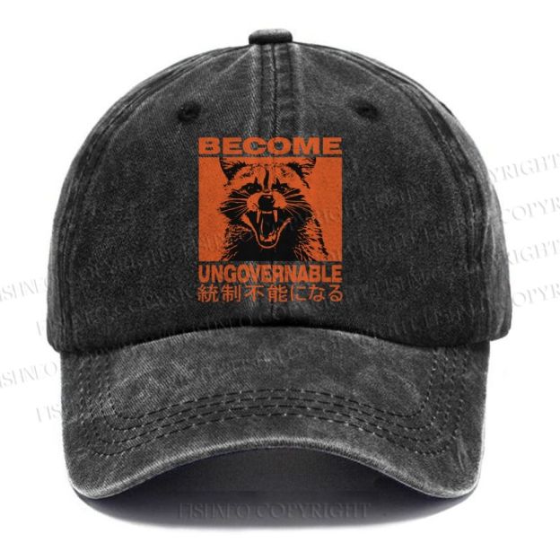 Unisex Ungovernable Raccoon Vintage Casual Washed Cap