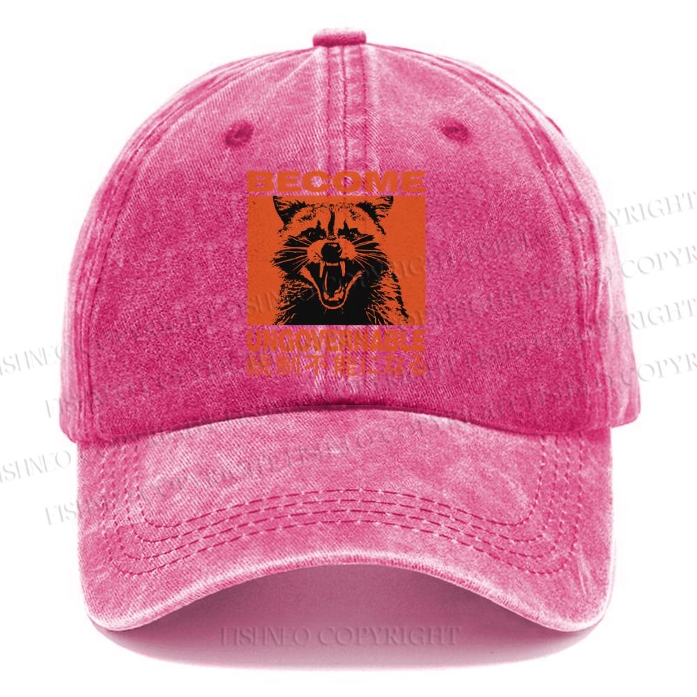 Unisex Ungovernable Raccoon Vintage Casual Washed Cap