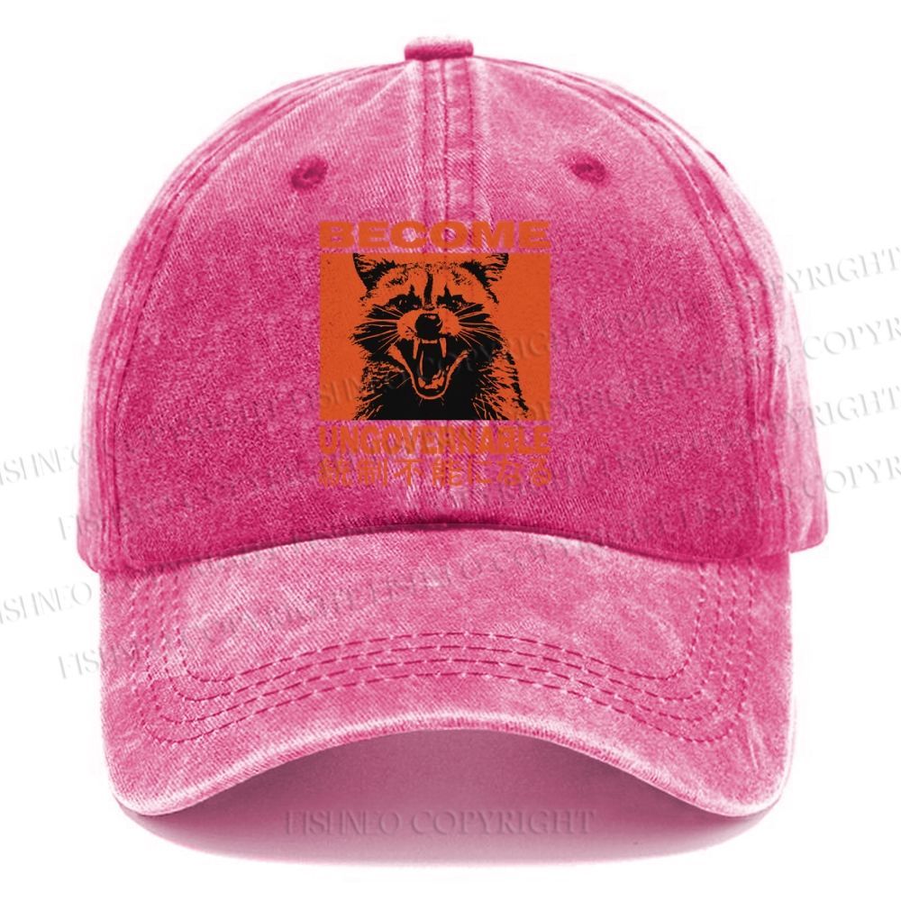 Unisex Ungovernable Raccoon Vintage Casual Washed Cap