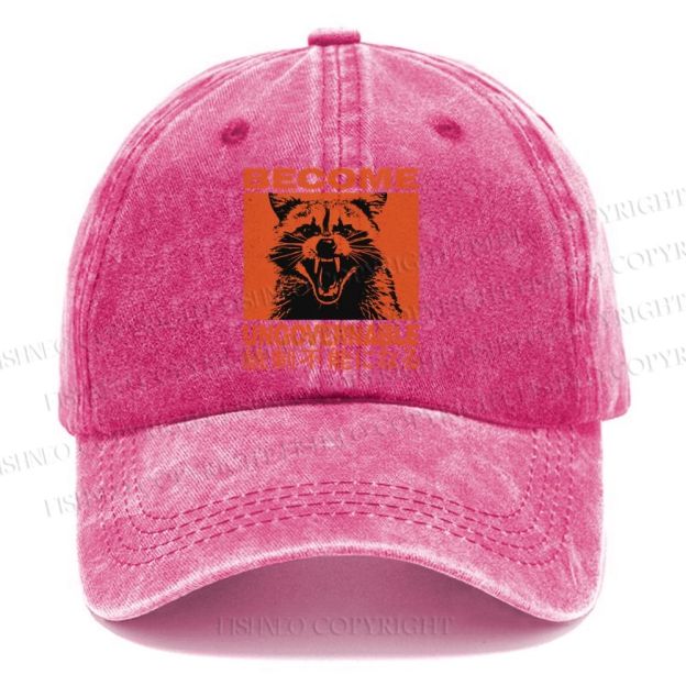 Unisex Ungovernable Raccoon Vintage Casual Washed Cap