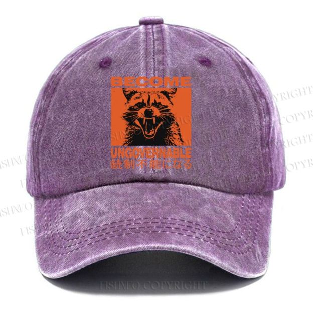 Unisex Ungovernable Raccoon Vintage Casual Washed Cap