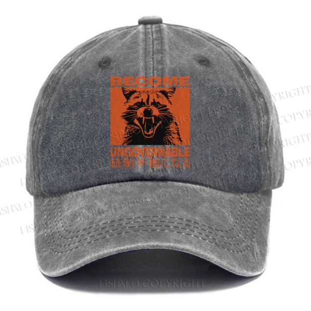 Unisex Ungovernable Raccoon Vintage Casual Washed Cap