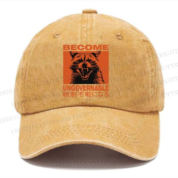 Unisex Ungovernable Raccoon Vintage Casual Washed Cap