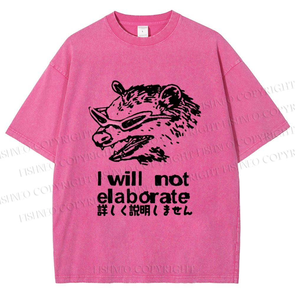 Unisex Japanese Opossum Will Not Elaborate Printed Washed Tee