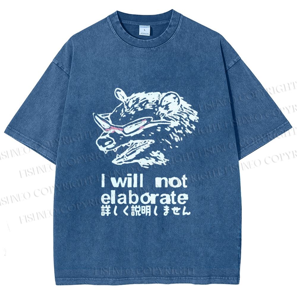 Unisex Japanese Opossum Will Not Elaborate Printed Washed Tee