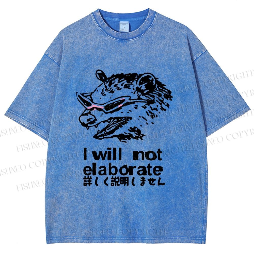 Unisex Japanese Opossum Will Not Elaborate Printed Washed Tee