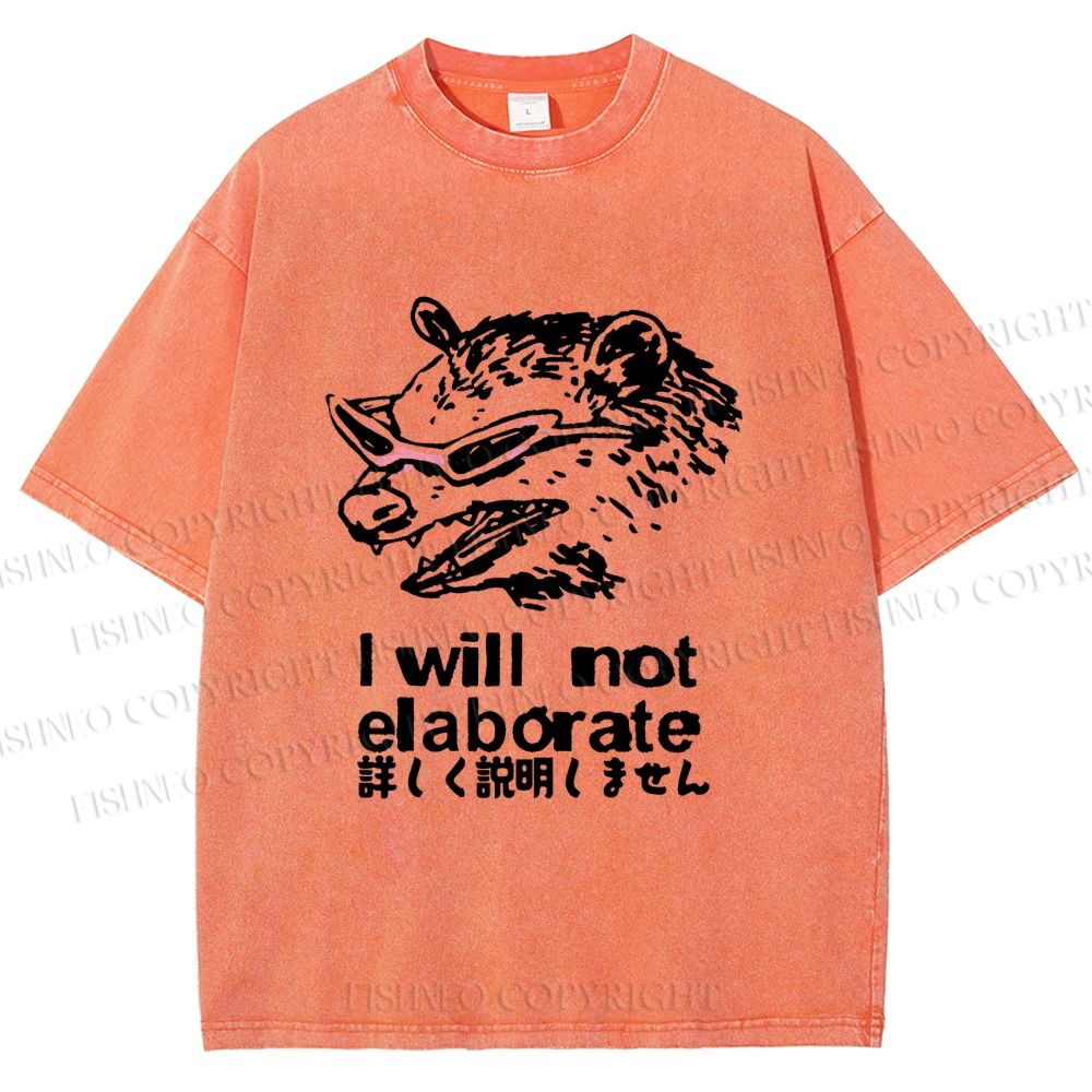Unisex Japanese Opossum Will Not Elaborate Printed Washed Tee