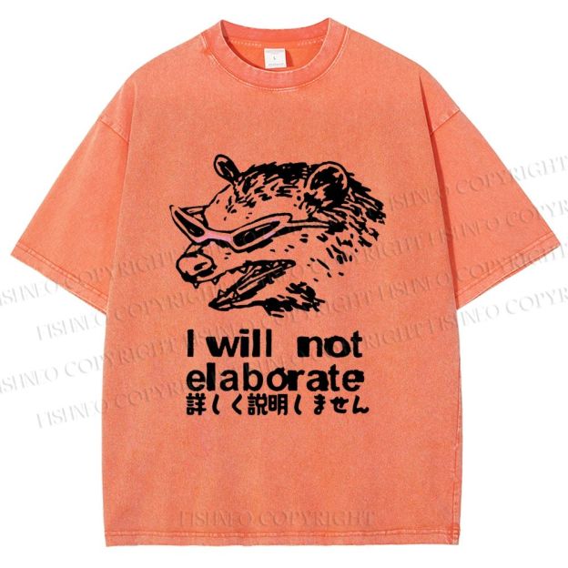 Unisex Japanese Opossum Will Not Elaborate Printed Washed Tee