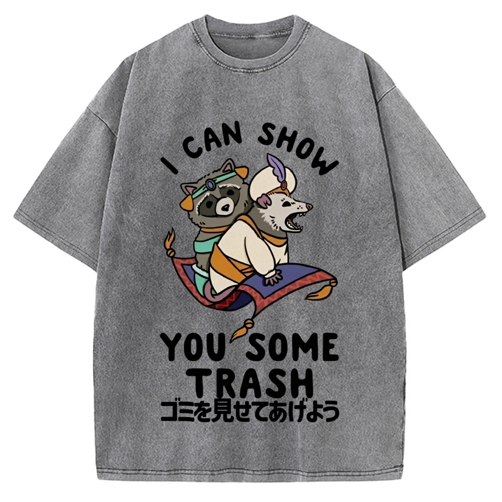 I Can Show You Some Trash Funny Raccoon & Opossum Vintage Washed T-shirt