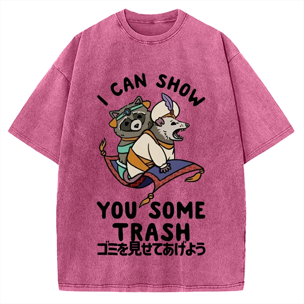 I Can Show You Some Trash Funny Raccoon & Opossum Vintage Washed T-shirt