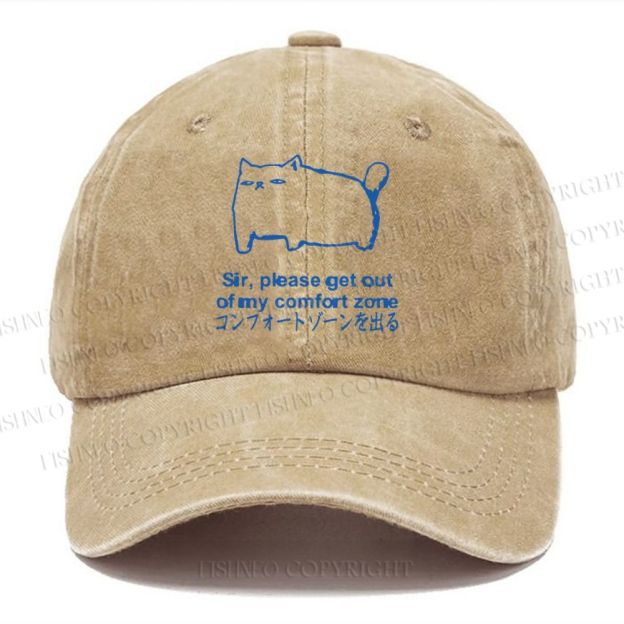 Unisex Get out of my comfort zone Funny Cat Vintage Casual Washed Cap