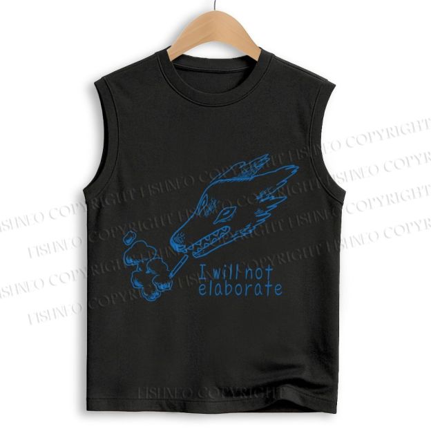 Unisex I will not elaborate Smoking Wolf Printed Cotton Tank Top