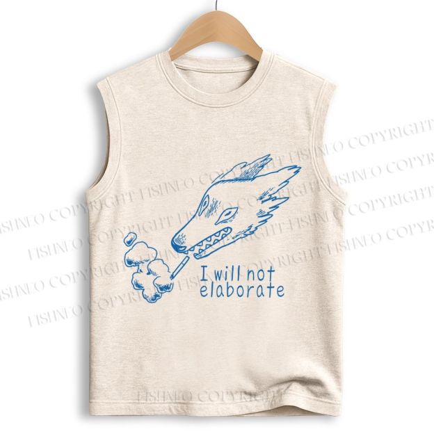 Unisex I will not elaborate Smoking Wolf Printed Cotton Tank Top